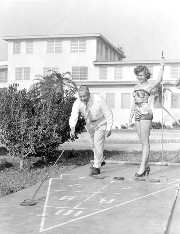 Carolyn Brown and Harry Cassie playing shuffleboard - St. Petersburg, Florida