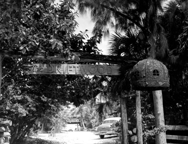 Sign at the entrance of the Driftwood Inn - Vero Beach, Florida.