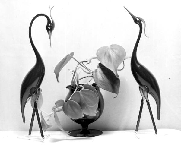 Glass blown herons and ivy vase - Sarasota, Florida