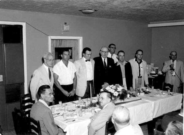 Neal Cobb, minor league batting champ with others at dinner - Crestview, Florida