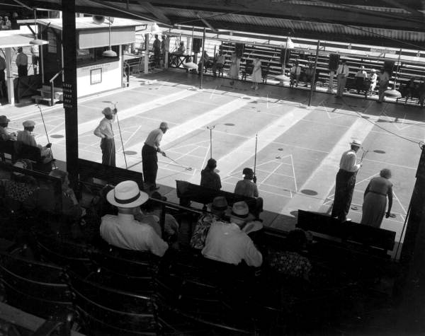 View of shuffleboard courts and players - Saint Petersburg, Florida