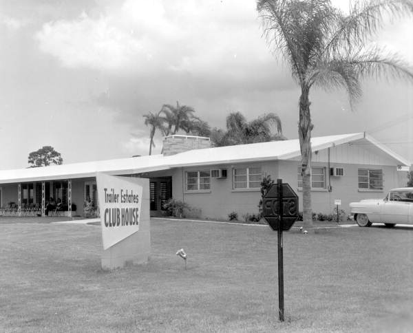 View of Trailer Estates' club house - Sarasota, Florida .