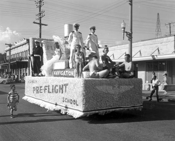Naval parade float in the Fiesta of Five Flags parade - Pensacola, Florida.
