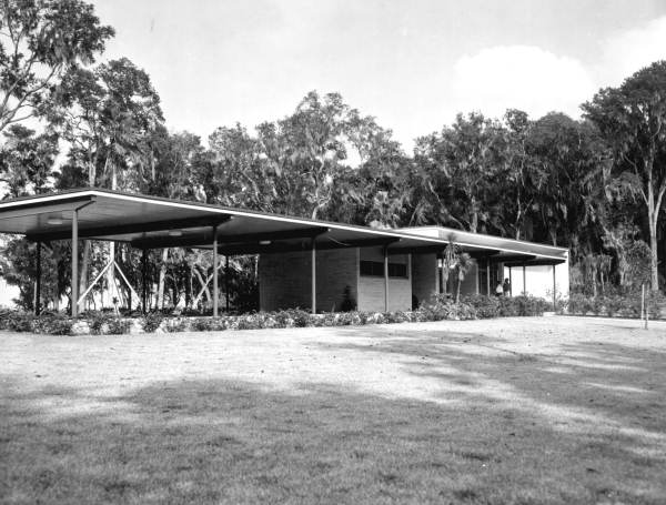 Rear view of the Fort Caroline National Memorial Visitor Center - Jacksonville, Florida.