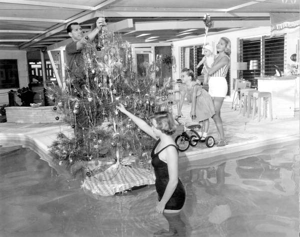 Wheat family and their floating Christmas tree in Fort Lauderdale, Florida.