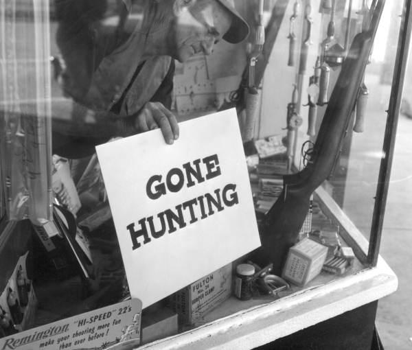Frank Daniels closes his hardware shop for deer hunting season - Umatilla, Florida.