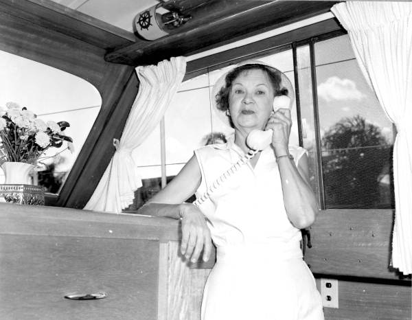 Mrs. T. Warren Smith aboard the "Ina B" yacht - Fort Lauderdale, Florida