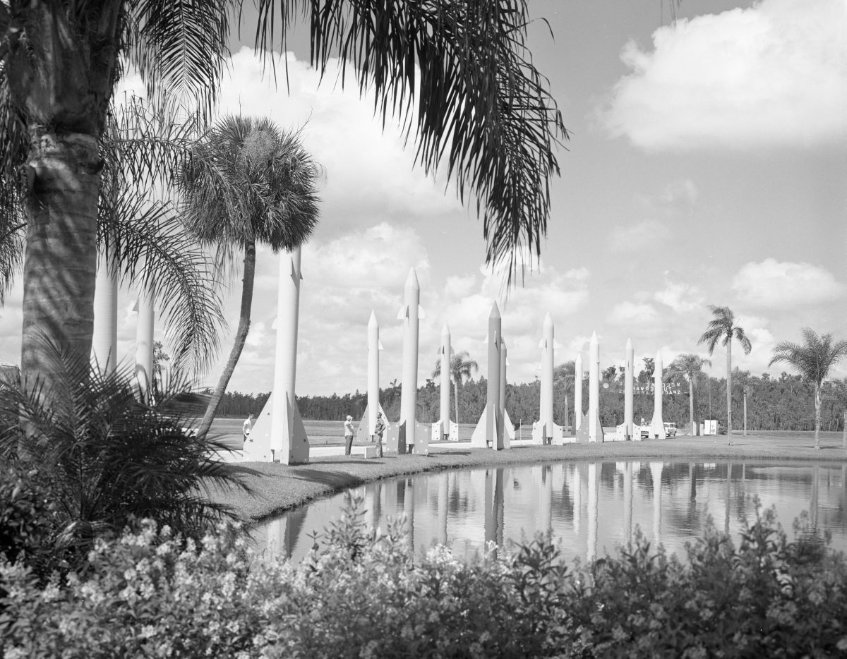 A colonnade of pastel missiles displayed at the Tupperware Jubilee - Orlando, Florida