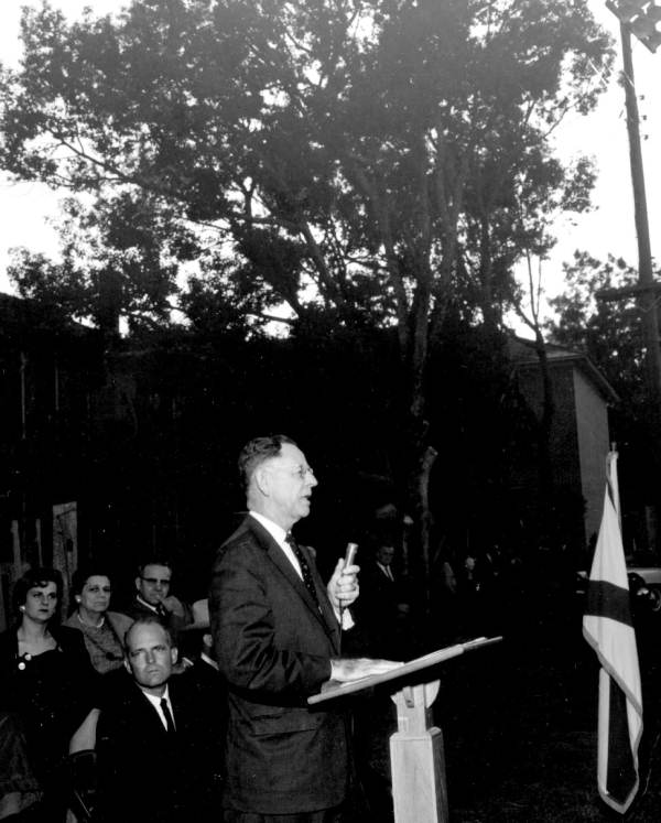 Thomas D. Bailey giving a speech in honor of the homecoming celebration for Victor Butler - Quincy, Florida