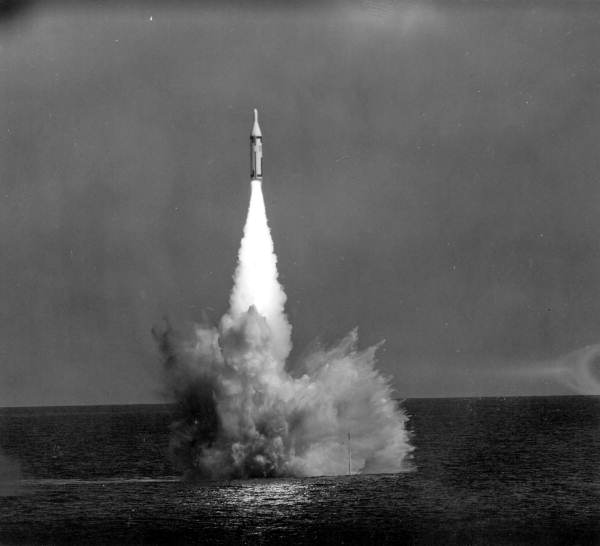 View of missile launching from a military ship