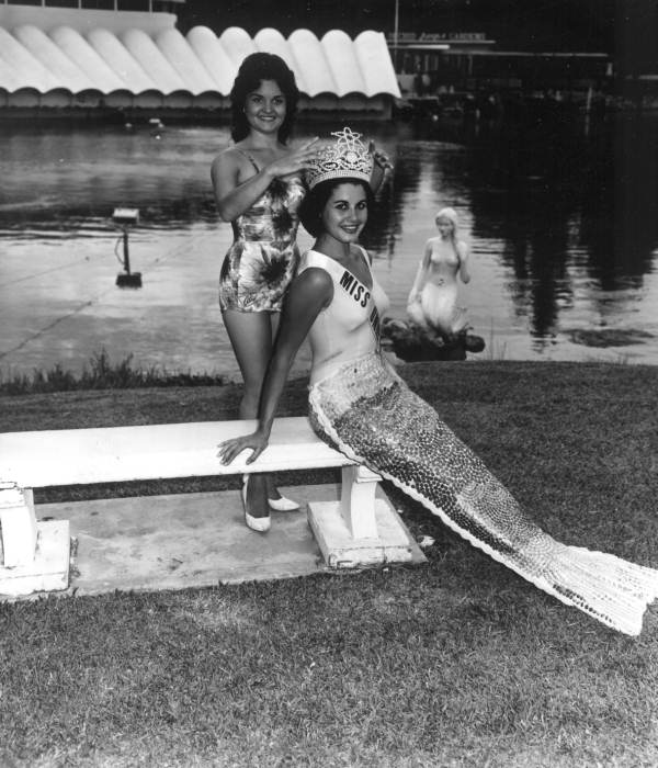 Miss Universe in a mermaid costume - Weeki Wachee Springs, Florida