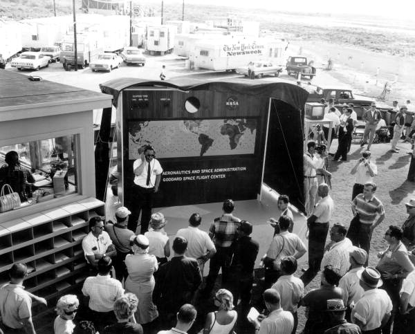 Reporters at the Patrick Air Force base - Cocoa Beach, Florida.