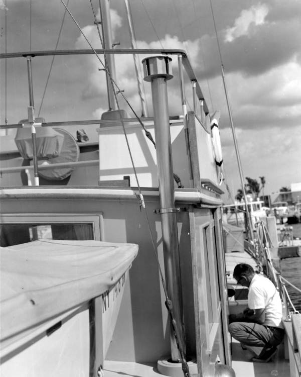 Chimney for the fireplace on a boat