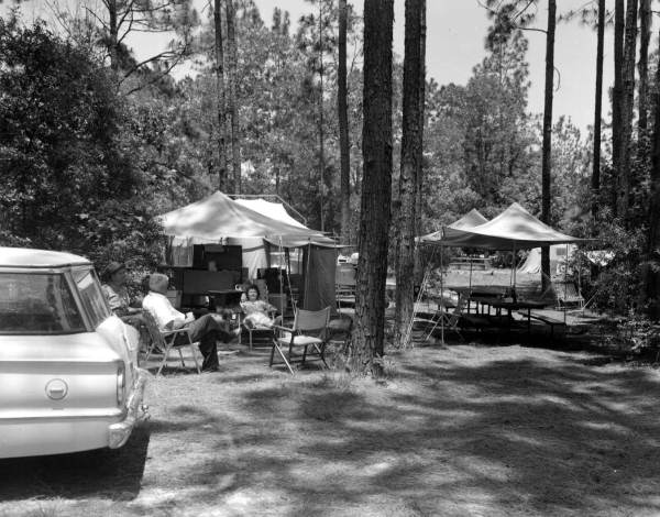 Tents set up along the Suwannee River