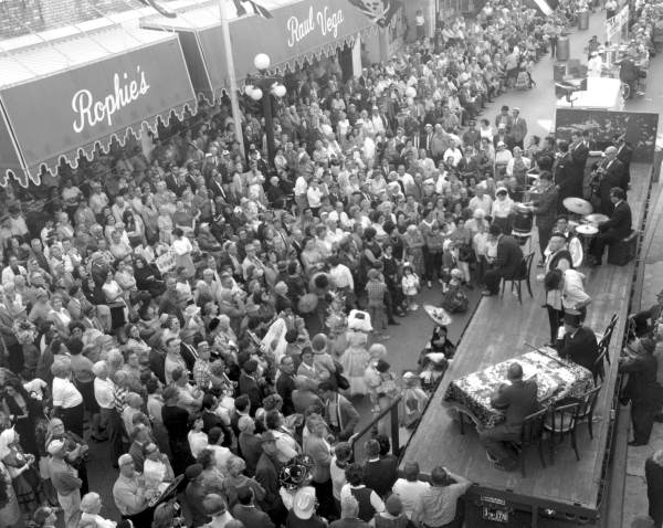 Large crowd gathered in Ybor City for the Gasparilla Carnival - Tampa, Florida.