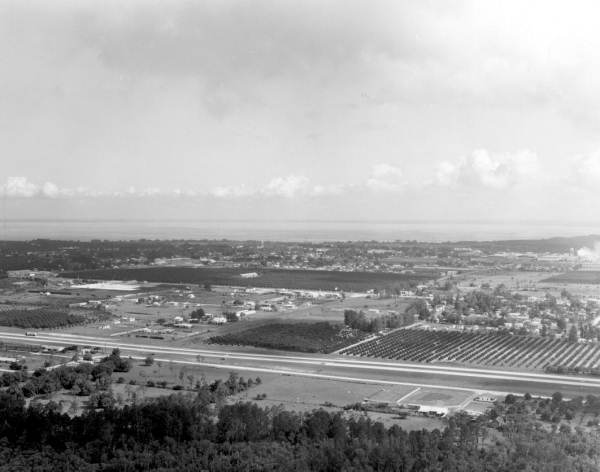 Aerial view looking north with Lake Apopka in background - Winter Garden, Florida.