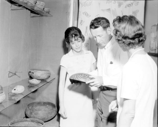 Mr and Mrs. John W. Walsh view pottery at the museum - Fort Walton Beach, Florida