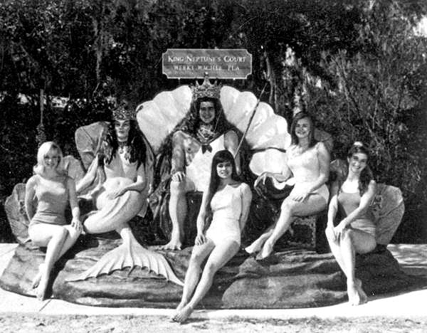 Mermaid performers from Weeki Wachee Springs assembled for a group portrait