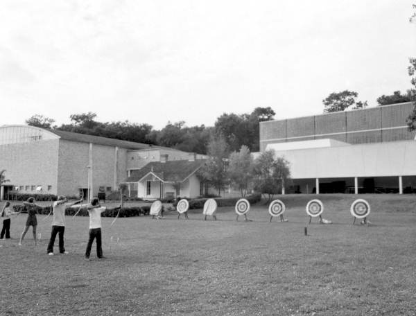 Students practicing archery, Jacksonville University - Jacksonville, Florida