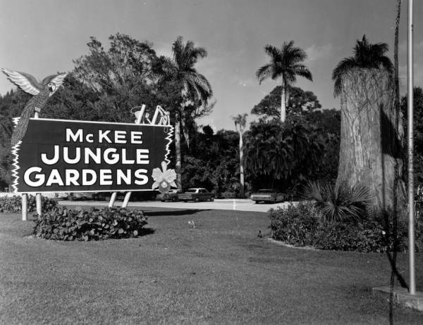 Entrance sign to McKee Jungle Gardens - Vero Beach, Florida.