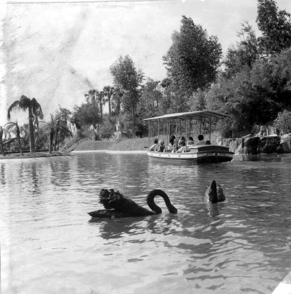 Boat ride attraction with tourists at Busch Gardens - Tampa, Florida.