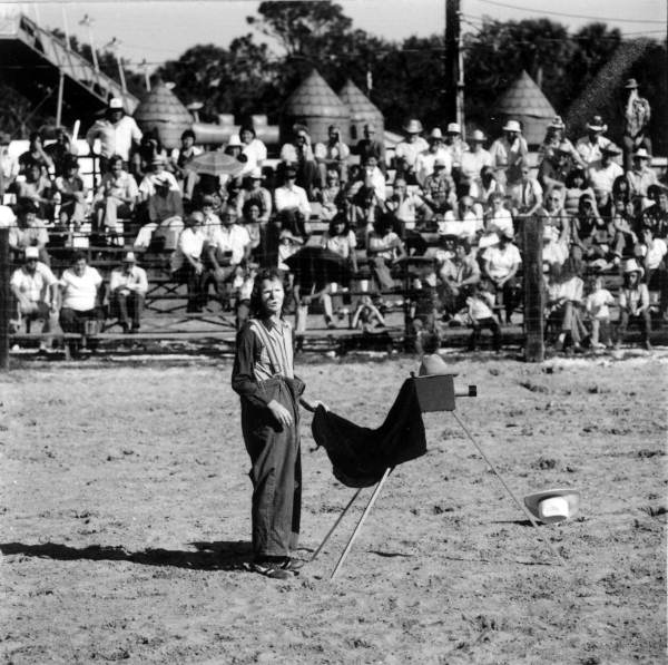 Rodeo performer with a prop in the arena - Highlands County, Florida .