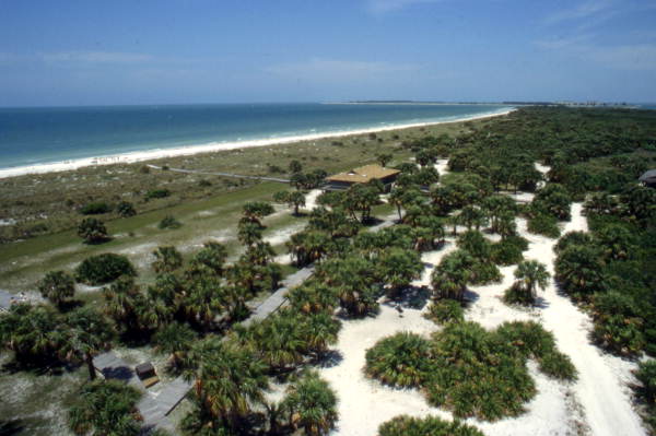 Bird's eye view looking over the Caladesi Island State Park from an observation tower - Dunedin, Florida