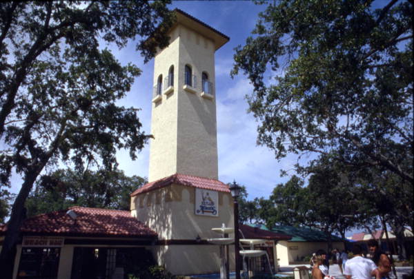 View of the entrance at the Six Flags Atlantis water theme park in Hollywood, Florida.