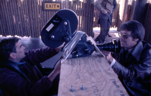 View showing Florida Department of Commerce film crew members with a camera.