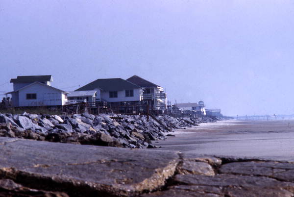 View of homes on the beach at the Jaws II film location in Destin, Florida.