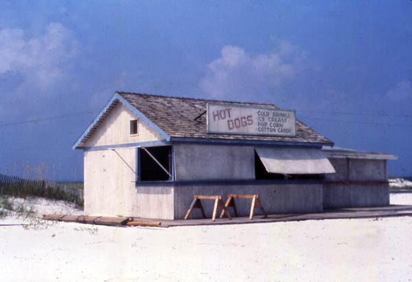 Hot dog stand on the beach at the Jaws II film location in Destin, Florida.