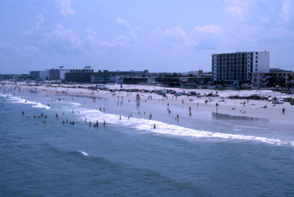 Aerial view showing visitors at Daytona Beach.