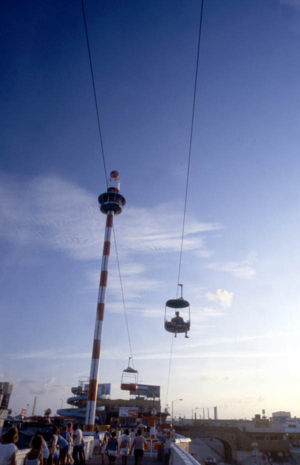 View showing gondola skyride and observation tower at the pier in Daytona Beach, Florida.