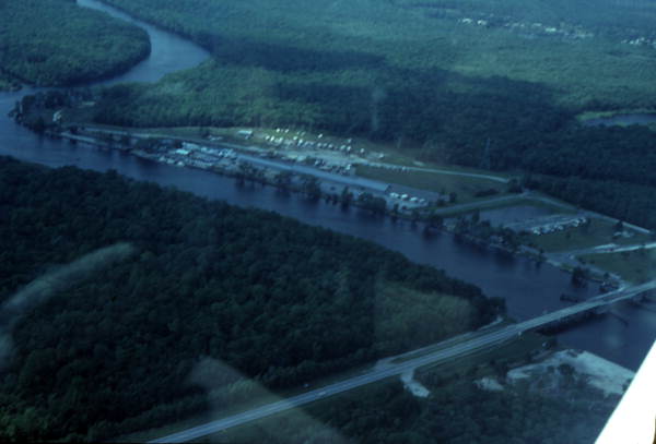 Aerial view overlooking a section of the St. Johns River near De Land, Florida.