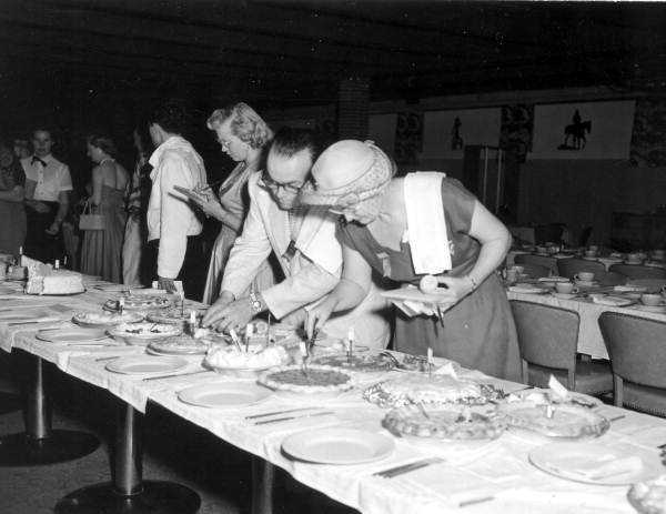 Judges taste and grade food in the Mrs. America Pageant contest - Volusia County, Florida