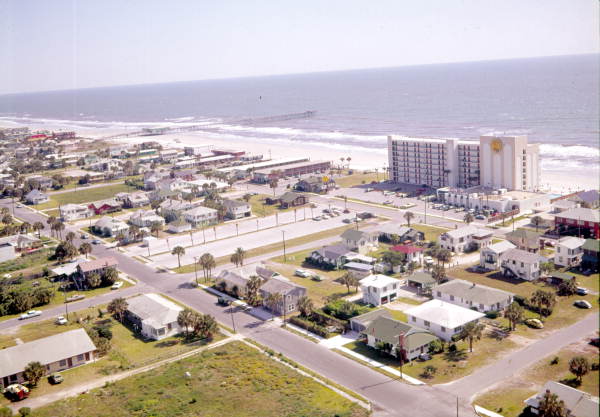 Aerial view of the residential community around the Quality Inn hotel