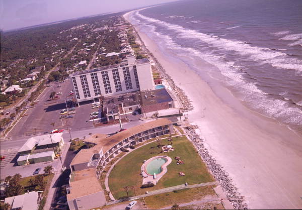 Aerial view of hotel and swimming pool along the beach - Jacksonville, Florida