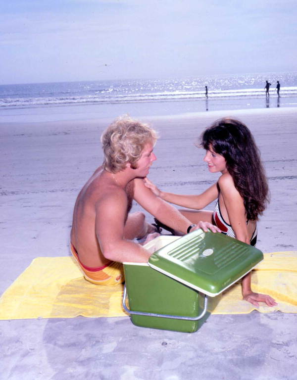 Couple and their cooler at the beach - Jacksonville, Florida