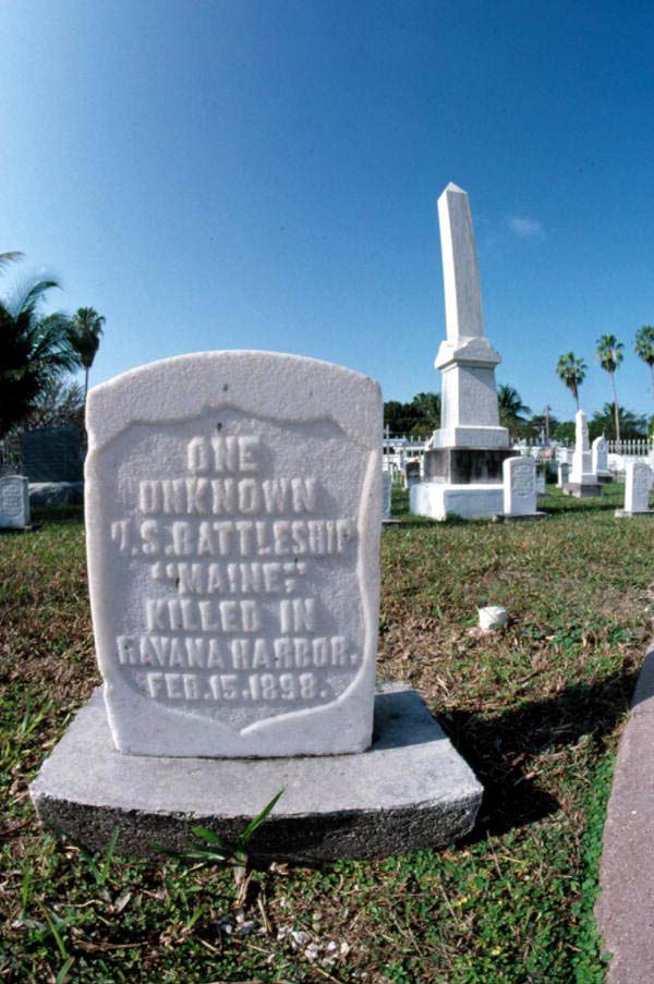 Gravestone dedicated to the U.S. Battleship "Maine" - Key West, Florida.