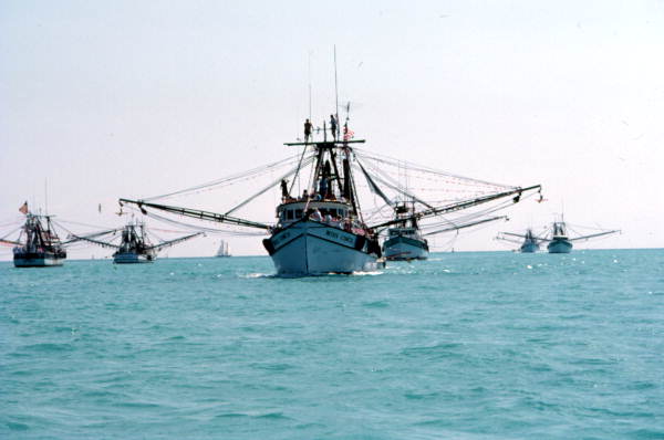 Blessing of the shrimp fleet off Mallory Square - Key West, Florida
