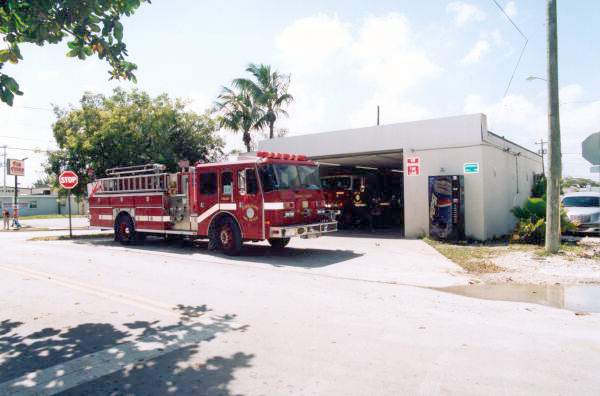 Fire truck in front of the Stock Island Volunteer Fire Department station - Stock Island, Florida