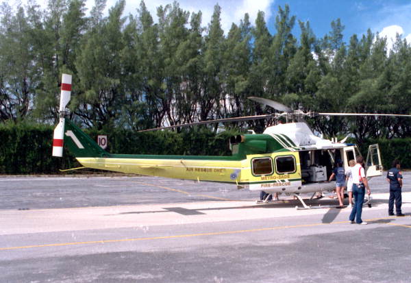 Metro-Dade Air-Rescue one helicopter on display at the Hialeah "Fire Muster".