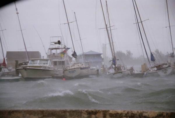 View of boats at Garrison Bight Marina during hurricane Rita - Key West, Florida.