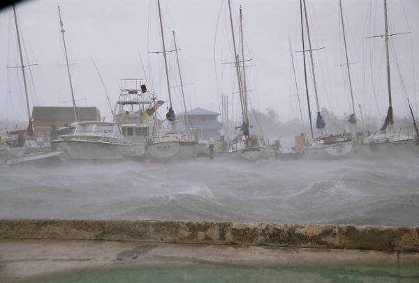 View of boats at Garrison Bight Marina during hurricane Rita - Key West, Florida.