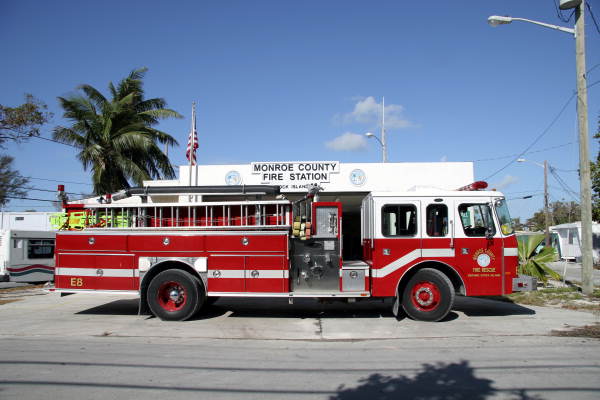 Fire truck in front of the Stock Island Volunteer Fire Department station - Stock Island, Florida