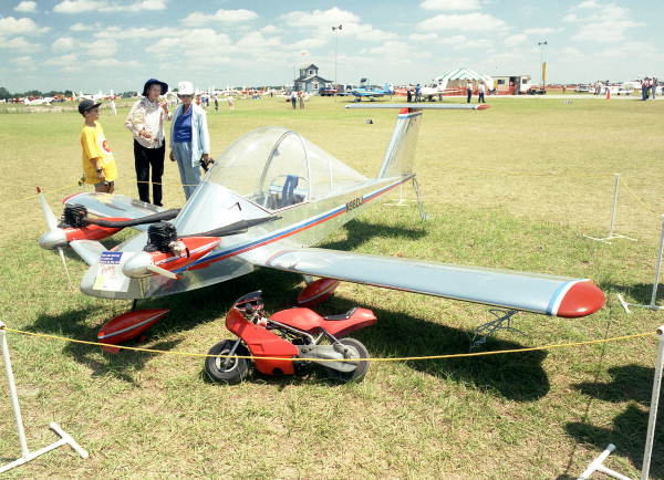 Small personal aircraft on display during an EAA Fly-in - Lakeland, Florida