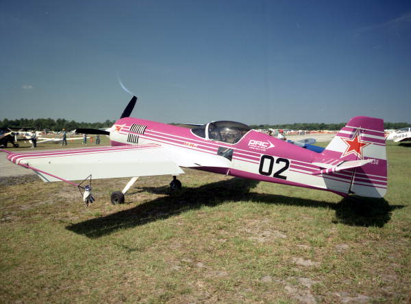 Sukhoi Su-26M Soviet aerobatic aircraft on display at EAA Fly-in - Lakeland, Florida
