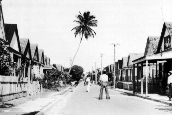 Playing "catch" on a street in Key West, Florida..