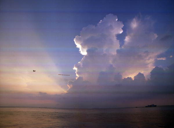 Sunset off Key West, Florida as viewed from the old Key West Naval Base outer mole pier.