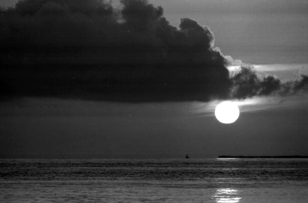 Sunset off Key West, Florida as viewed from the outer mole at the former Key West Naval Base.